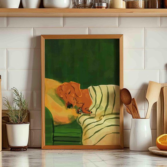 Emerald Green Dog Orange Animal Home Wall Decor