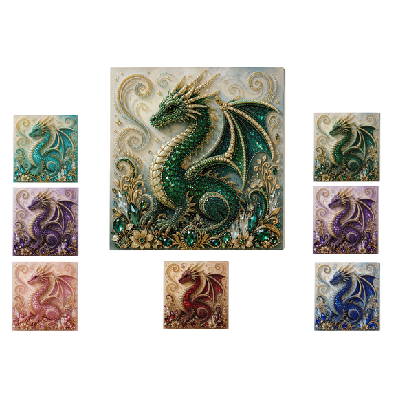 Emerald Green Dragon Diamond Art Kits for Adults, Special Shaped Crystal DIY Pearl Diamond Kit, Gift for Mother Spring Summer Window Wreath Decor