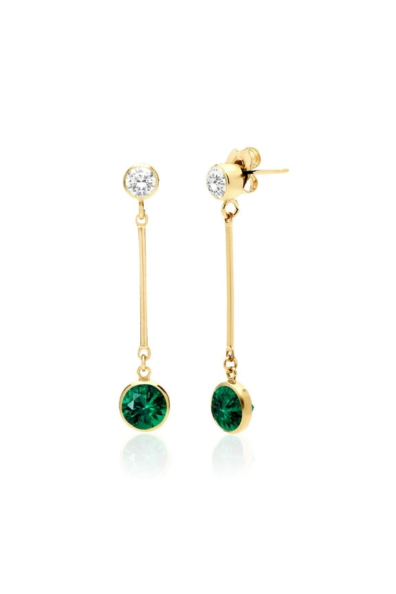 Emerald Green Drop Dangle Earrings for Women in 14K Gold Filled, Lab Created Emerald Jewelry, May Birthstone, 20th Anniversary Gift