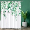 thumbnail image 1 of Emerald Green Eucalyptus Shower Curtain Sets, Watercolor Leaves on The Top Plant with Floral Bathroom Decoration 72x72 Inch with Hooks, 1 of 6