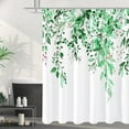 thumbnail image 1 of Emerald Green Eucalyptus Shower Curtain, Watercolor Plant Leaves with Floral Bathroom Shower Curtain Set with Hooks, 72x72, 1 of 6