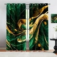 thumbnail image 1 of Emerald Green Fluid Marble Blackout Curtain, Abstract Golden Water Ripples Living Room Curtains, Window Curtains, Curtains With Top Grommet For Bedroom Living Room 42"W x 63"L (Pack of 2), 1 of 6