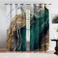 thumbnail image 1 of Emerald Green Fluid Marble Blackout Curtains, Luxurious White Gold Swirl Texture 3D Printed Drapes, Thermal Insulated Grommet Window Treatment For Living Room Bedroom 52"W x 90"L, 1 of 6