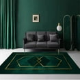thumbnail image 1 of Emerald Green Gold Geometric Area Rugs, Golden Lines On Dark Green Easy Clean Rug, Soft Non-Skid Carpet Throw Rug For Kids Teen Girls Boys Bedroom Living Room Bathroom Office 5x6ft, 1 of 6