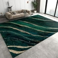 thumbnail image 1 of Emerald Green Gold Marble Area Rugs, Green Light Luxury Agate Home Decor Rug, Soft Machine Washable Carpet For Kids Living Room Bedroom Office Study 4 x 5ft, 1 of 6