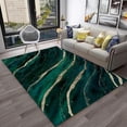 thumbnail image 1 of Emerald Green Gold Marbled Area Rug Modern Abstract Light Luxury Large Rugs Easy Clean Carpet Washable Room Sofa Living Bedroom Home Decor Floor Mats 4x5 Non-slip Soft Living Room, 1 of 5