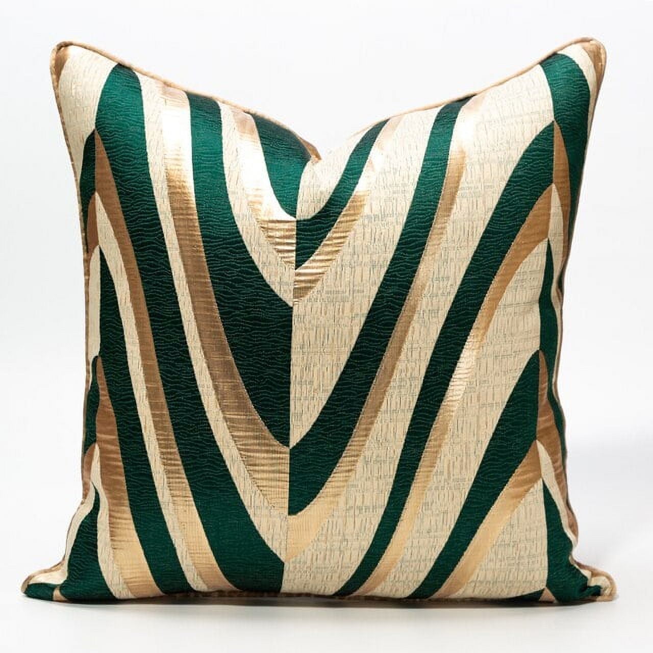 THE-TINART Elegant Modern Jacquard Throw Pillow Cover 24x24 Inch Set of 1 Forest Green Beige Luxury Decorative Couch Cover with Metallic for Sofa Cushion Bedroom Living Room