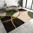 thumbnail image 1 of Emerald Green Golden Semicircle Area Rug, Green Black Geometry Print Large Rugs, Indoor Non-Slip Kids Rugs, Washable Breathable Durable Carpet For Front Entrance Floor Decor 5x7ft, 1 of 6