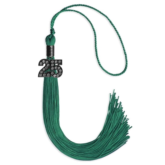 Emerald Green Graduation Tassel with Black Date Drop