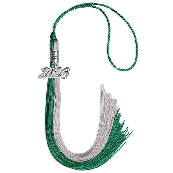 Endea Graduation Emerald Green/Grey Graduation Tassel with Silver Date Drop