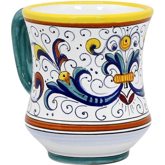 Emerald Green Hand-Painted Deruta Majolica Mug-12 Oz