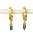 thumbnail image 1 of Emerald Green Huggie Earrings green gold, 1 of 5