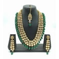 thumbnail image 1 of Emerald Green Kundan Bridal Jewelry Set – Traditional Layered Necklace with Earrings & Maang Tikka, 1 of 1