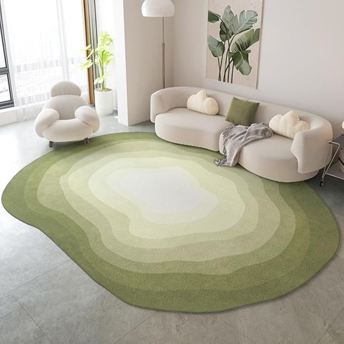 Shped Rugs Emerald Green Luxury Washable Irregular Shaped Rug For Living Room ...