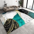 thumbnail image 1 of Emerald Green Marble Area Rugs, Black And White Turquoise Golden Curved Line Art Non-Slip Rug, Washable Rug Pattern Clear Comfortable Feet Apply To Living Room Bedroom 5x8ft, 1 of 6