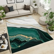 Navy Blue Marble Area Rug, Luxury Blue Gold Agate Texture Indoor Carpet ...