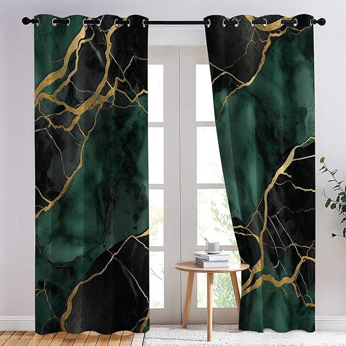 Image result for Emerald Green Marble Blackout Curtains, Thermal Insulated Room ...