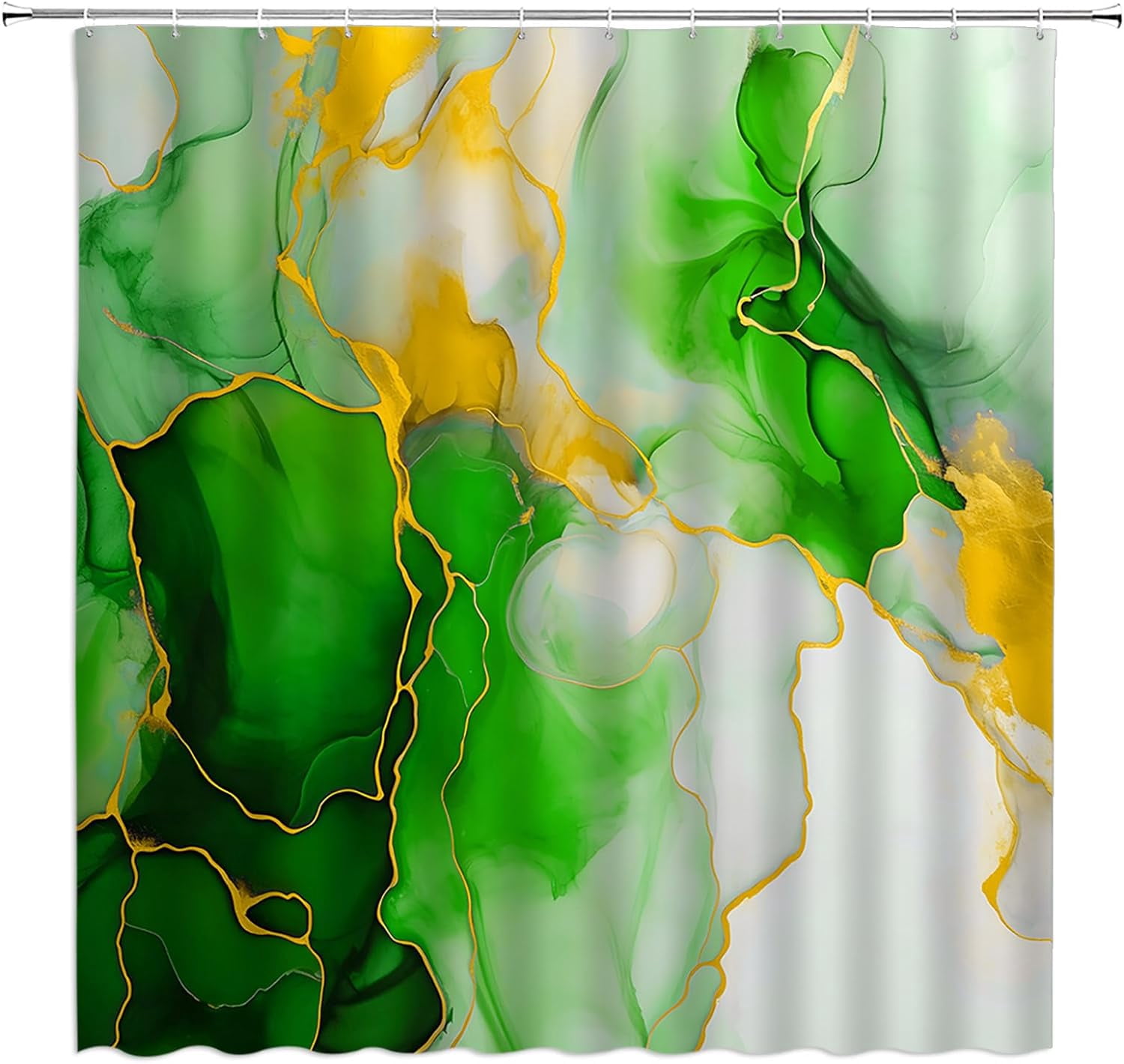 Emerald Green Marble Shower Curtain Abstract Marble Texture Ombre