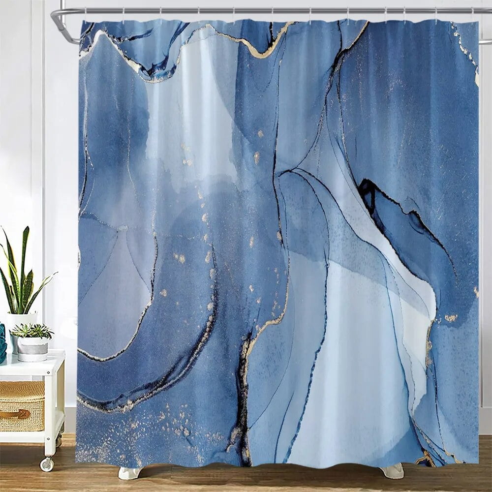 Emerald Green Marble Shower Curtain Set Luxury Gold Crack Black Texture