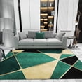thumbnail image 1 of Emerald Green Marble Texture Area Rug, Luxurious Black Gold Geometric Stripes Indoor Rugs, with Anti-Slip Easy Clean Carpet for Living Room Bedroom Kitchen Dining Room Home Office-3x4ft, 1 of 7