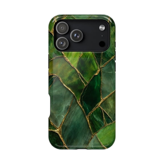 Emerald Green Marble Tough Case for iPhone 18 Pro & 18 Pro Max, Luxury Stone Botanical Protection