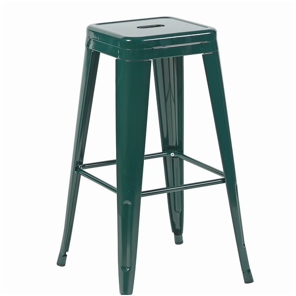 Set of 4 Emerald Green Backless Bar Stools for Kitchen Island - 30 Inch Counter Height Metal Stools, Tool-Free Assembly, Space-Saving