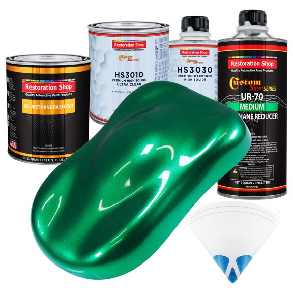Emerald Green Metallic Premium Quart URETHANE BASECOAT CLEARCOAT Auto Paint Kit