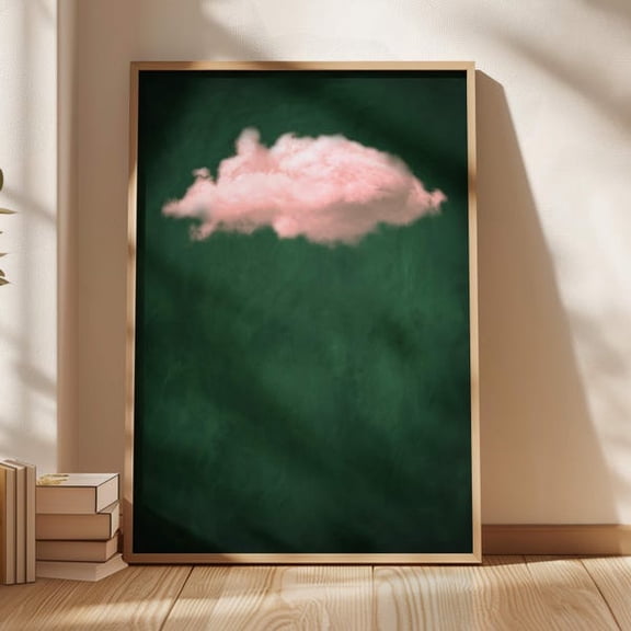 Emerald Green Pink Cloud Wall Art Print