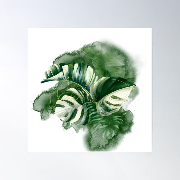 Emerald Green Plantea Poster Wall Art, Modern Wall Decor For Living Room Bedroom, 24x24 UNFRAMED