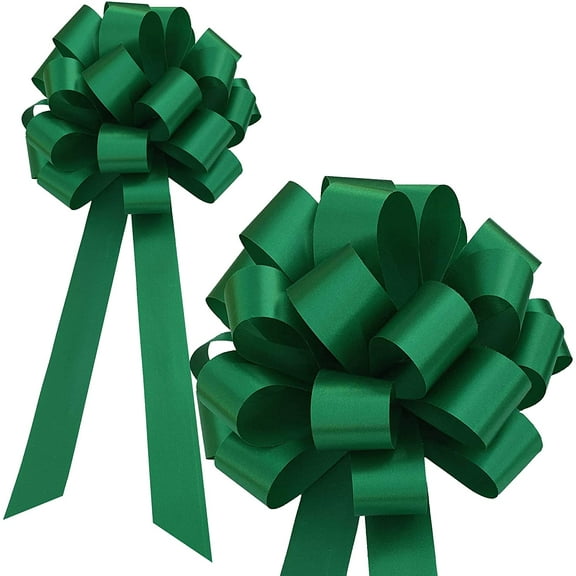 Emerald Green Pull Bows with Tails - 8" Wide, Set of 6, Fall, Thanksgiving, Christmas, St. Patrick's Day, Easter