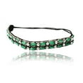 thumbnail image 1 of Emerald Green Rhinestone and Beaded Headband. Bohemian Style Headband. Elastic Band to Fit Any Size Head. Comes with Look Guide to Show You Many Styles, 1 of 4