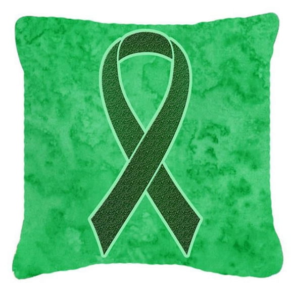Emerald Green Ribbon For Liver Cancer Awareness Indoor & Outdoor Fabric Decorative Pillow- 18 x 18 In.
