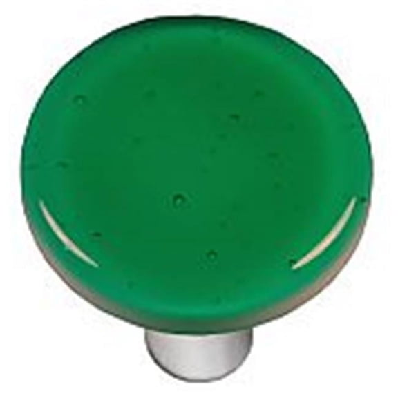 Emerald Green Round Glass Cabinet Knob - Aluminum Post