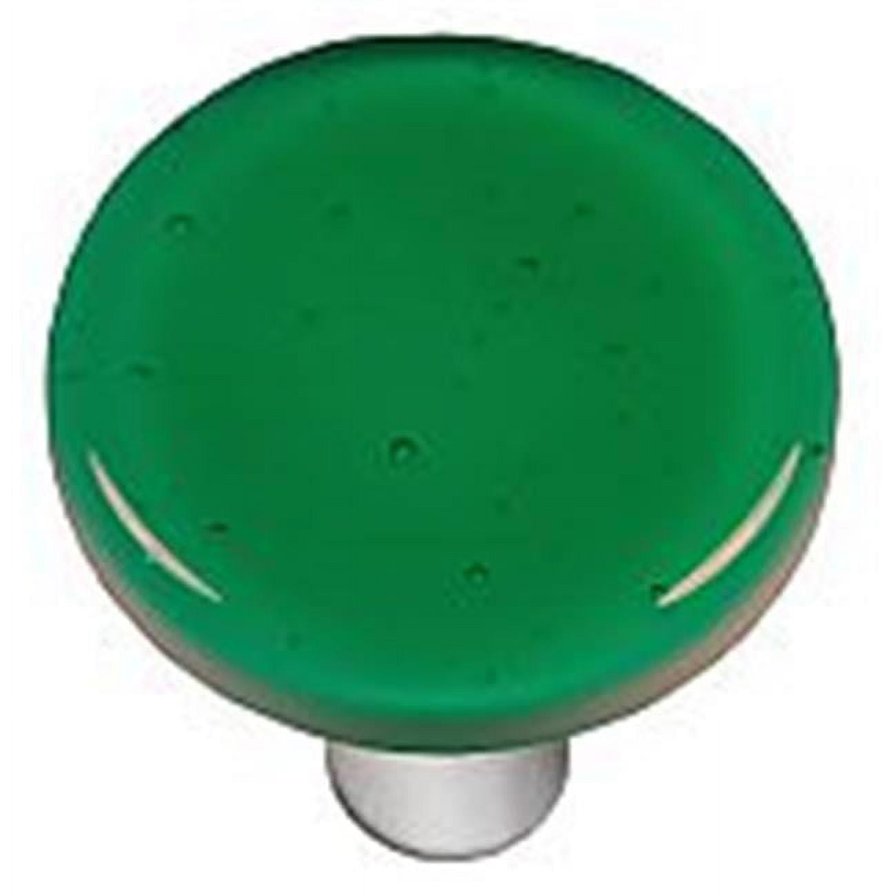 Emerald Green Round Glass Knob Aluminum Post