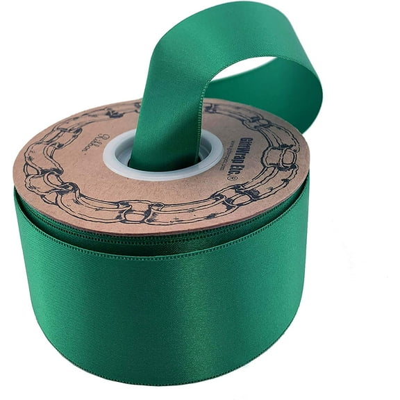 Emerald Green Satin Fabric Ribbon - 2" x 50 Yards, Fall, Christmas, Wreath, St. Patrick's Day, Easter