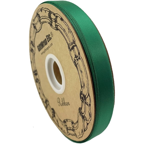 Emerald Green Satin Fabric Ribbon - 5/8" x 100 Yards, Spring, St. Patrick's Day, Easter, Fall, Thanksgiving, Christmas, Gift Bow