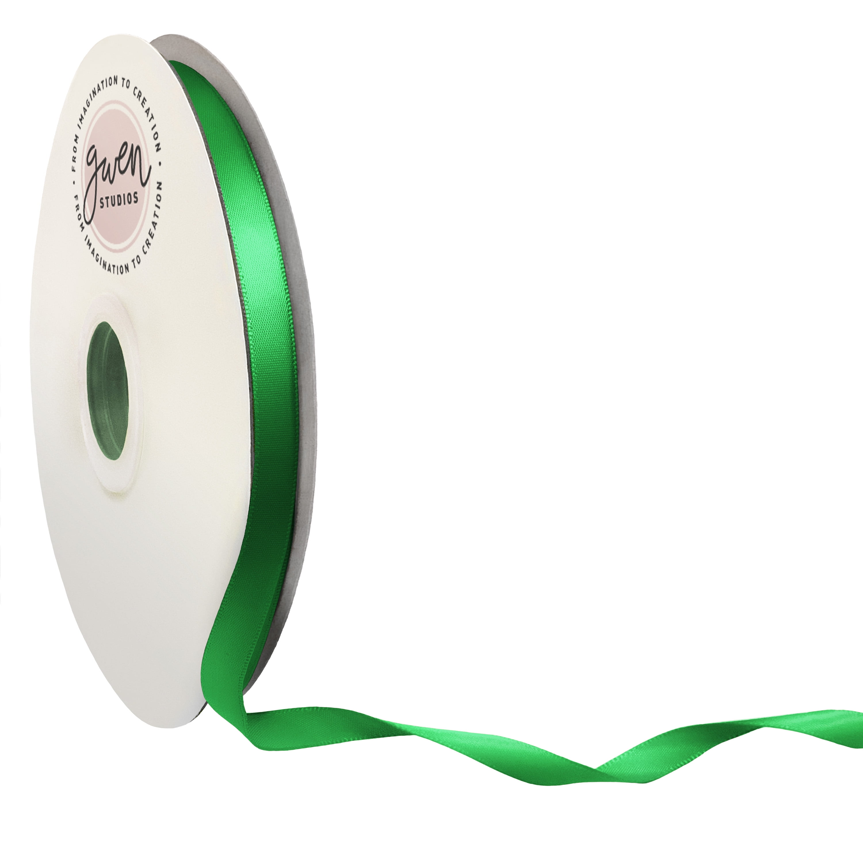 Emerald Green Single Face Satin Ribbon, 3/8" x 100 Yards by Gwen Studios