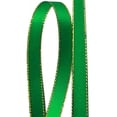 thumbnail image 1 of Emerald Green Solid Color 3/8-Inch Gold Edge Ribbon, 50-Yards, 1 of 1