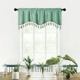 thumbnail image 1 of Emerald Green Tassel Curtains - 59 Inch Short Window Drapes with Fringe | Rod Pocket Polyester Panels for Living Room & Bedroom Decor, 1 of 7