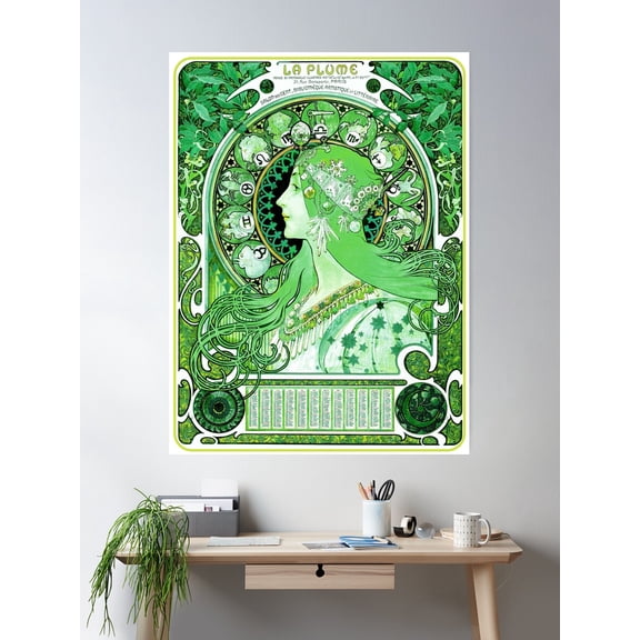 Emerald Green Vintage Astrology Poster Alphonse Mucha Poster Wall Art, Modern Wall Decor For Living Room Bedroom, 8x12 UNFRAMED