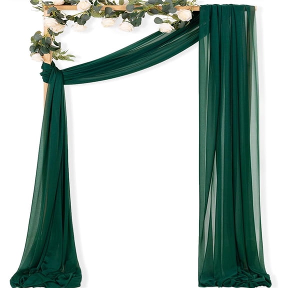 Emerald Green Wedding Arch Draping Fabric 1 Panel 29" x 20 FT Extra Long Gauze Drapes Sheer Backdrop Curtains 6.6 Yards Outdoor Drapery Panels for Wedding Ceremony Party Ceiling Decoration