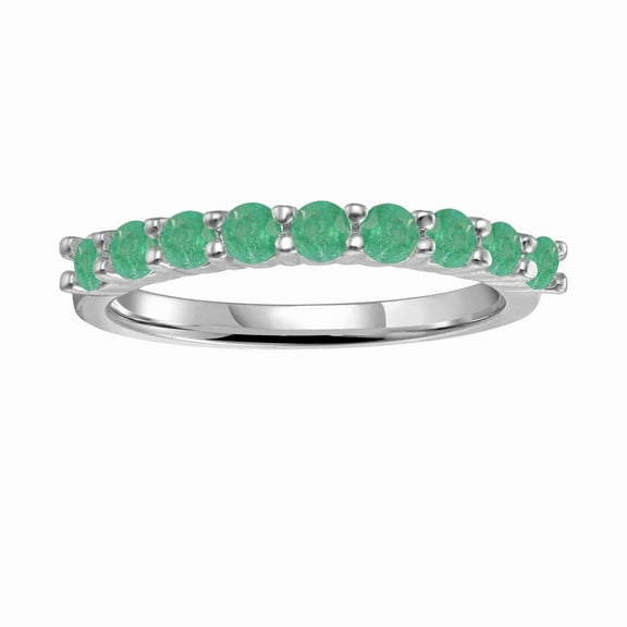 Emerald Half Eternity Ring for Women in Ring Size 5, 6, 7, 8 Girlfriend Valentines Day Gift Stacking Ring Perfect for Pairing Jewelry