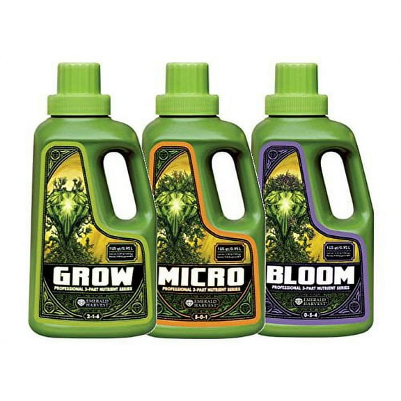 Emerald Harvest Grow, Micro, Bloom Fertilizer Combo, 0.95 L