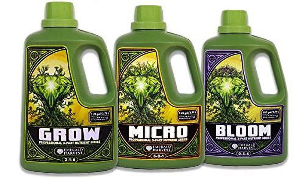 Emerald Harvest Grow, Micro, Bloom Fertilizer Combo, 3.8 L