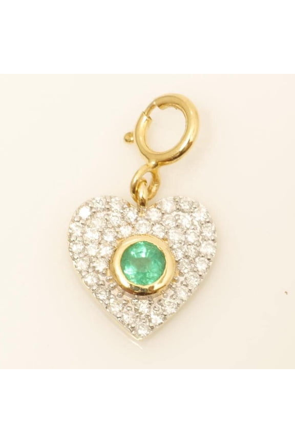 Emerald Heart Diamond Charm, 14k Solid Gold, Natural Diamond, Everyday Pendant, Minimal Gemstone Necklace, Ready To Ship, Certified Jewelry