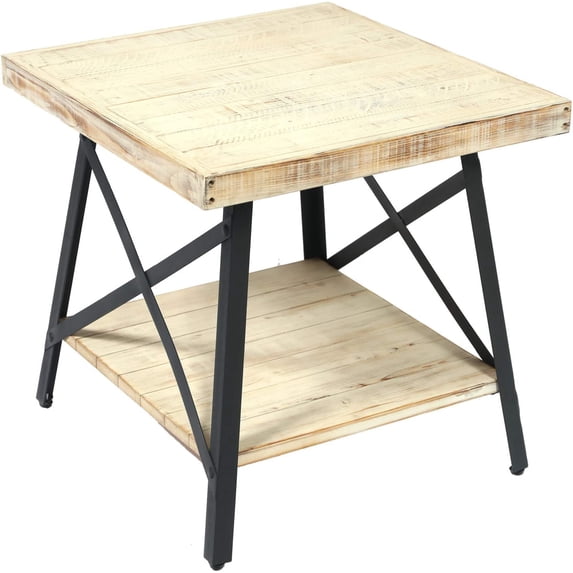 Emerald Home Chandler Whitewash and Steel Gray 24" Solid Wood Top End Table