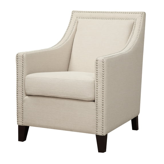 Emerald Home Janelle Beige Accent Chair with Fixed Back And Double Nailhead Trim