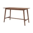 thumbnail image 1 of Emerald Home Simplicity Walnut Brown 60" Gathering Height Dining Table with Tapered Waterfall Edge, 1 of 2