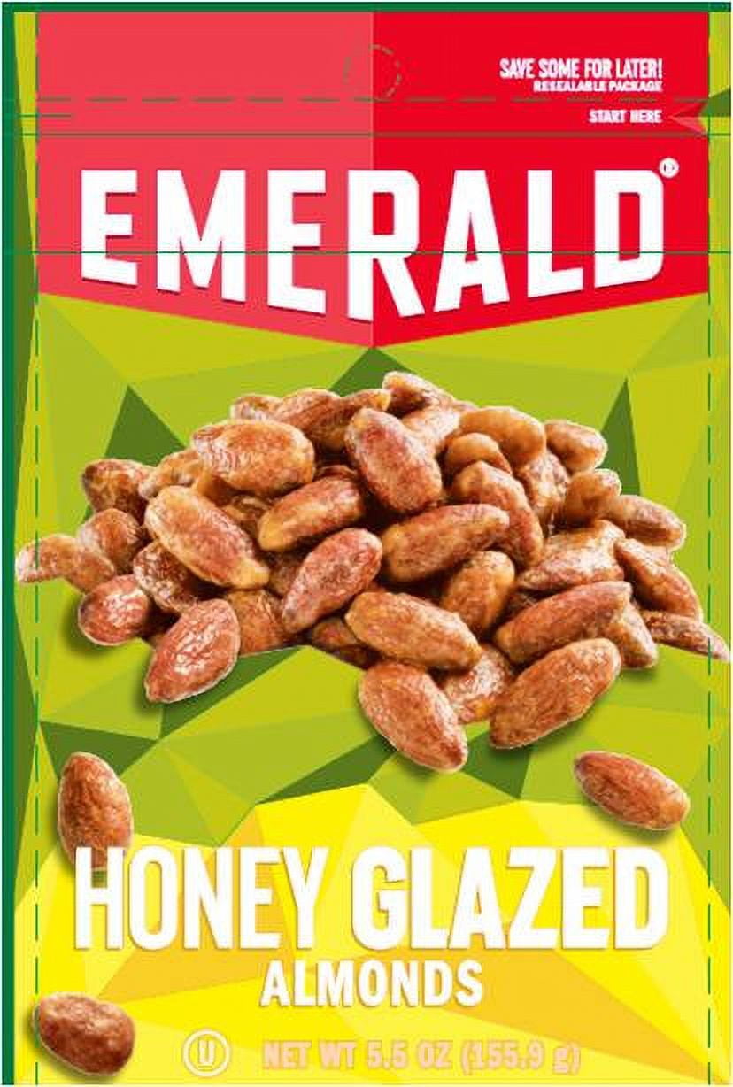 Emerald Honey Glazed Almonds, Stand Up Resealable Bag, 5.5 Ounce