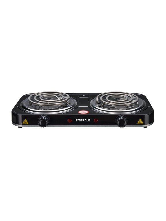 Compact & Portable, 2000W (2x1000W) Electric Double Burner 5.5" Coils Stovetop - Black